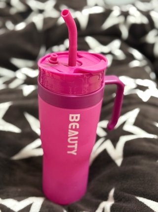 (Tumbler) Vaso térmico rosa con asa y tapa