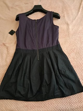 Vestido morado y negro de algodón