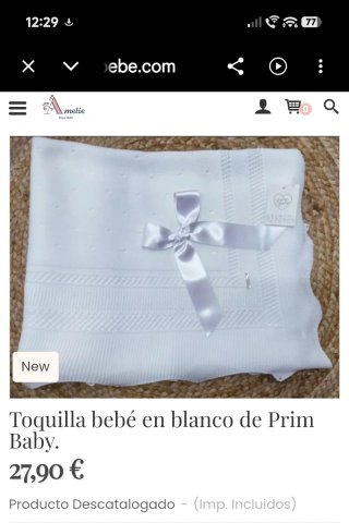Toquilla bebé perlé azul con lazo