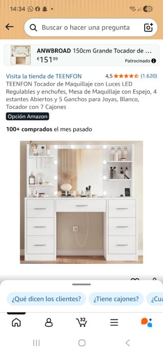 Tocador de maquillaje blanco