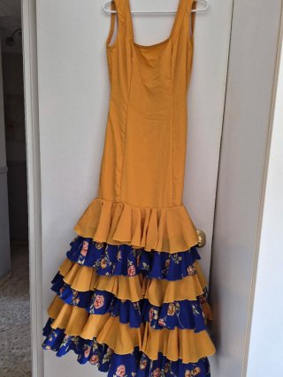 Traje Flamenca Amarillo/Azul Talla 36