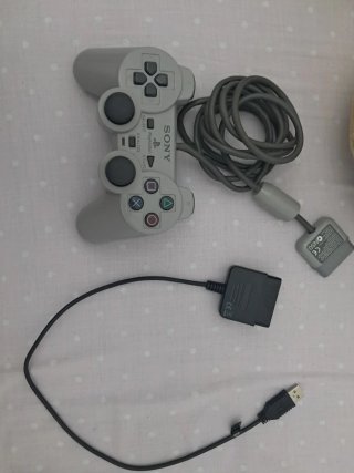 Mando DualShock PS1 Gris con Adaptador