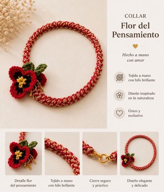 Collar artesanal” Flor del pensamiento”