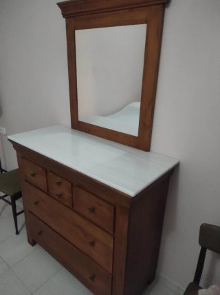 Mueble de dormitorio madera, cama 1.35