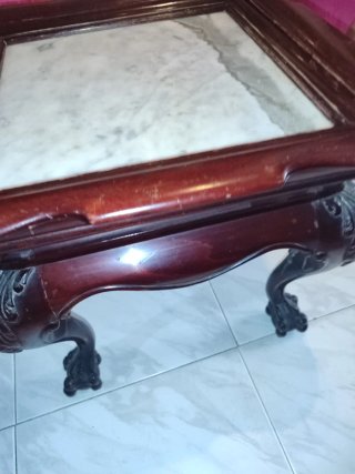 Mesa antigua madera de caoba y mármol