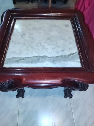Mesa antigua madera de caoba y mármol