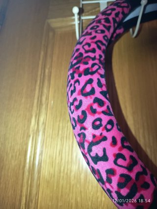 Funda Volante Coche Leopardo Rosa