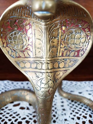 Coppia Candelabri Ottone Serpente Antichi