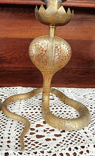 Coppia Candelabri Ottone Serpente Antichi