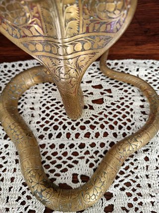 Coppia Candelabri Ottone Serpente Antichi