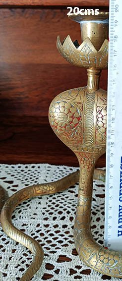 Coppia Candelabri Ottone Serpente Antichi