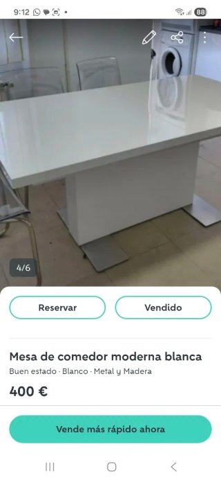 Mesa comedor extensible blanca