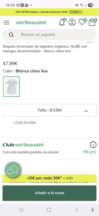 Saco de dormir bebé 6-18 meses