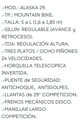 Bicicleta Esperia Alaska 29