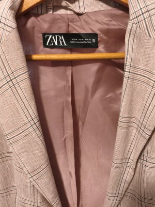Blazer Zara Mujer Cuadros Rosa
