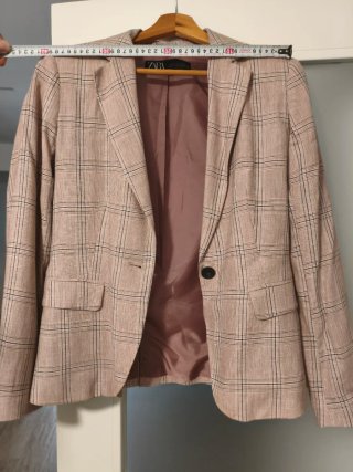 Blazer Zara Mujer Cuadros Rosa