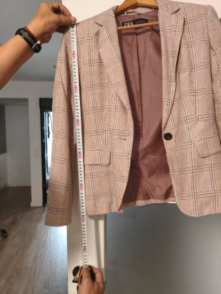 Blazer Zara Mujer Cuadros Rosa