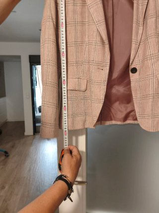 Blazer Zara Mujer Cuadros Rosa