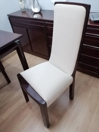 6 Sillas Comedor madera teka. Tapizadas Beige