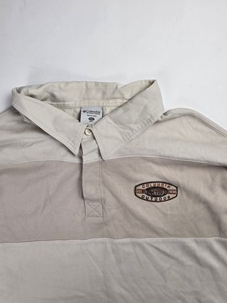 Vintage Columbia Outdoor Rugby Polo Shirt Beige Cr