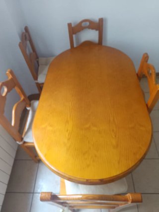 Mesa comedor extensible de madera maciza+6 sillas
