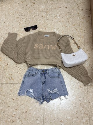 Conjunto Jersey Lana y Shorts Vaqueros