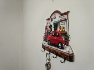 Portachiavi da parete con auto Fiat 500