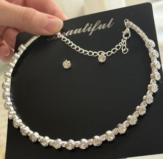 Choker strass argento + orecchini