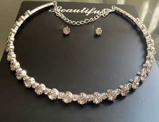 Choker strass argento + orecchini