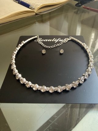 Choker strass argento + orecchini