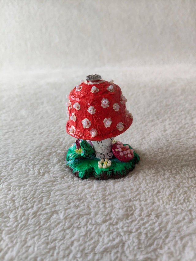 Set di 4 Funghi Decorativi Mini Fatti a Mano