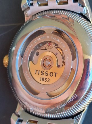 Tissot Automático Esfera gris y Dorada