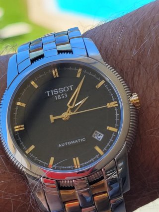 Tissot Automático Esfera gris y Dorada