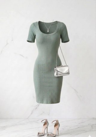 Vestido verde salvia acanalado T: S