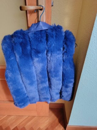 Chaleco mujer cuero y pelito azul color azul