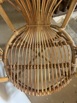 Lote de 6 sillas de bambú y madera