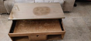 Mesa de centro madera y cristal con ruedas