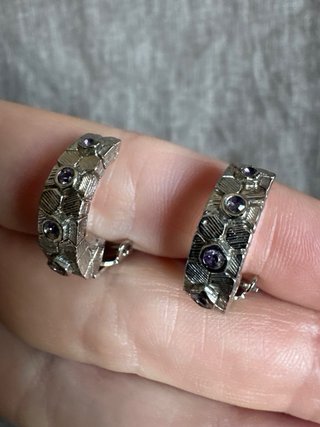 Orecchini clip vintage con Pietre Viola