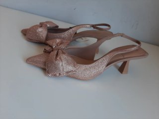 Tacones Zara destalonados nude Lazo Brillos nuevo