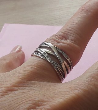 Anillo Plata Ley Entrelazado Ancho