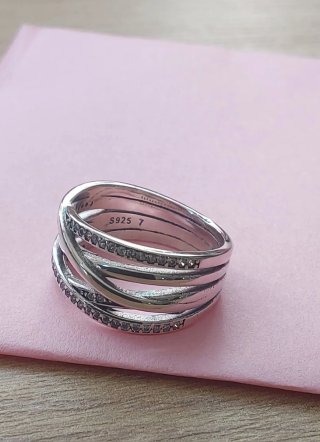 Anillo Plata Ley Entrelazado Ancho