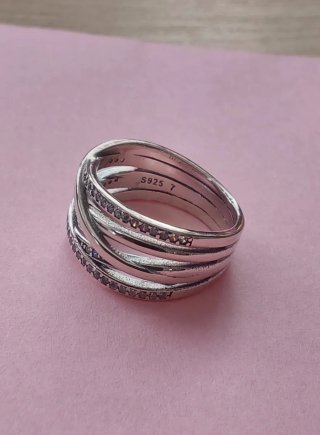 Anillo Plata Ley Entrelazado Ancho