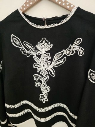 Blusa Zara Negra Encaje Talla S