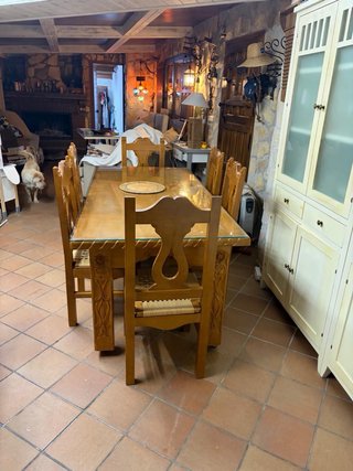 Mesa y 6 Sillas Artesanales Madera Maciza 150kg