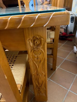 Mesa y 6 Sillas Artesanales Madera Maciza 150kg