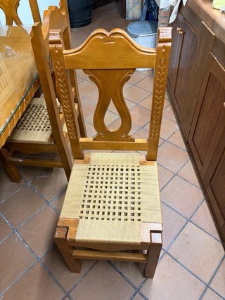 Mesa y 6 Sillas Artesanales Madera Maciza 150kg
