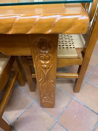 Mesa y 6 Sillas Artesanales Madera Maciza 150kg