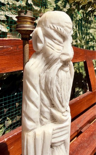 Lampada Scultura Saggio Cinese Vintage Pietra