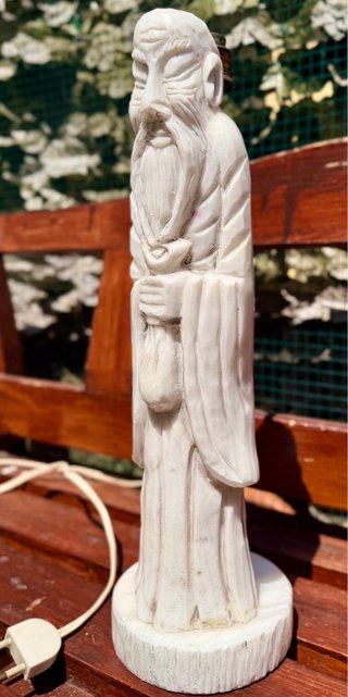 Lampada Scultura Saggio Cinese Vintage Pietra