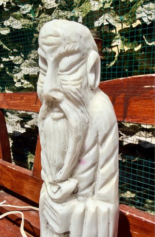 Lampada Scultura Saggio Cinese Vintage Pietra